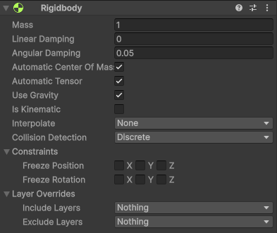 Rigidbody в Inspector