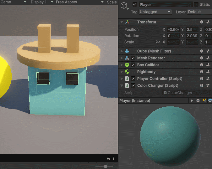 Смена цвета материала