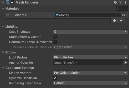 Mesh Renderer в Inspector